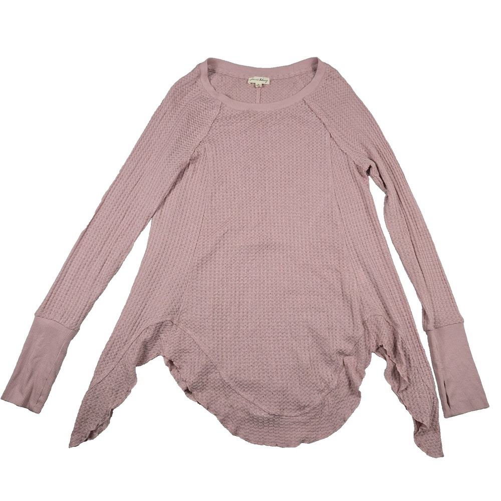Jane and Delancey Pink Waffle‎ Knit Shirt Women's Medium Long Sleeve Boho Casual